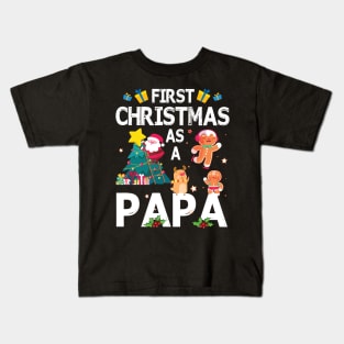 First Christmas As A Papa Merry Xmas Noel Day Grandpa Kids T-Shirt